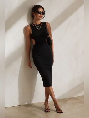 Anthropologie T.La Black Cutout Midi Dress NWT Size Large
